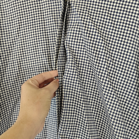 Ann Mashburn Mirabella Brushed Flannel Button Up Shirt In Navy/Ivory Gingham SM - Picture 12 of 14